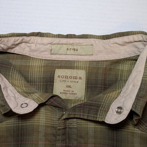 Sonoma Shirt Mens xxl Pearl Snap Fitted Western Cowboy Rodeo 100% Cotton - Picture 3 of 6